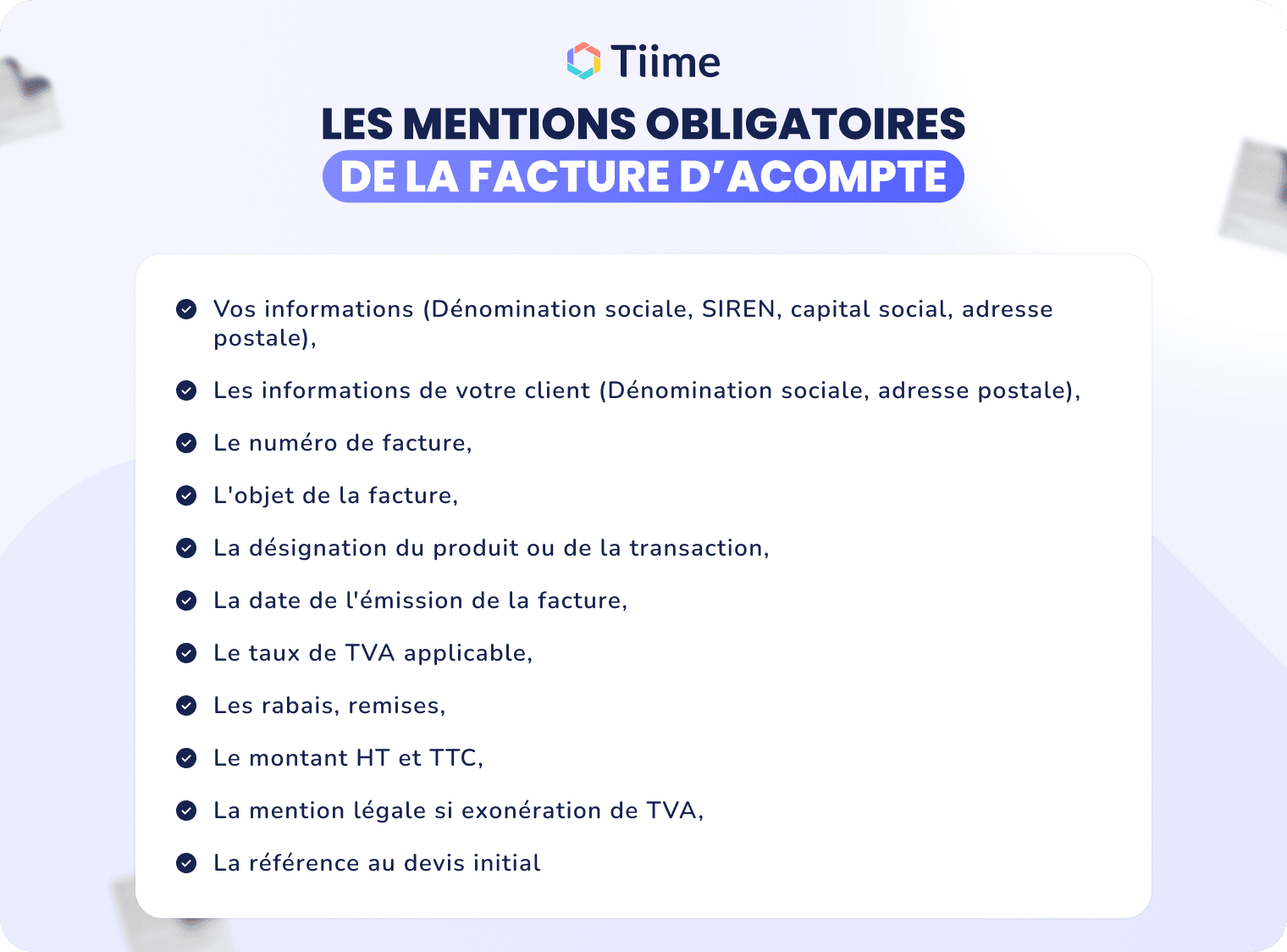 Les mentions obligatoires de la facture dacompte