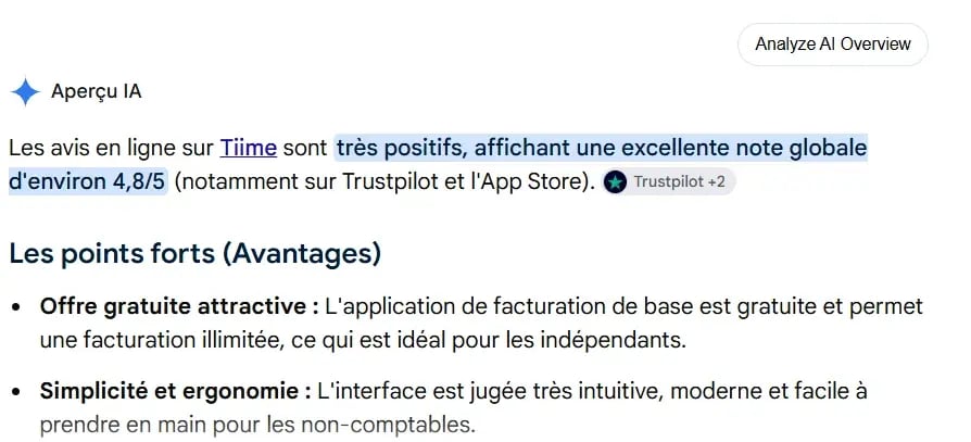  Google sur « avis Tiime », 