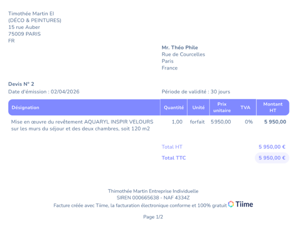 Devis conforme gratuit en ligne pour peinture 
